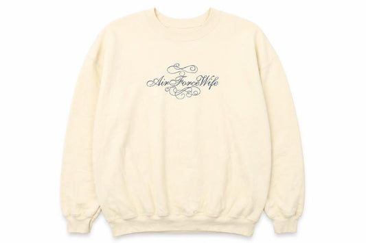 Gildan Women Beige Air Force Wife Pullover Sweatshirt L Heavyweight