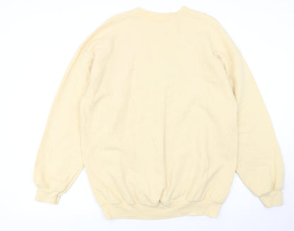 Gildan Women Beige Air Force Wife Pullover Sweatshirt L Heavyweight
