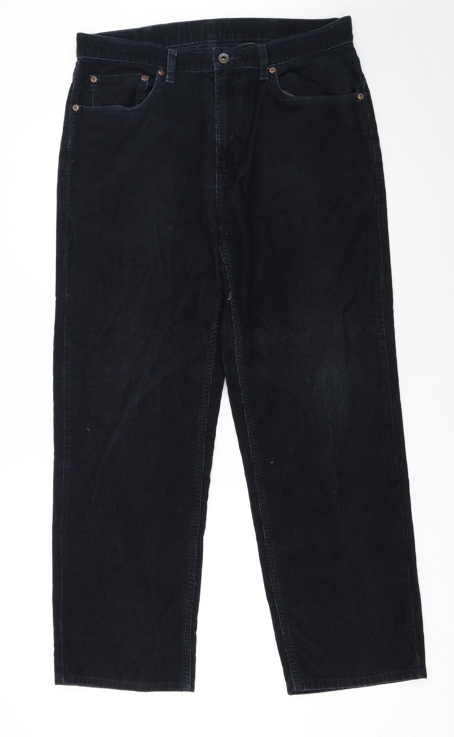 L.L.Bean Men's Black Corduroy Trousers Size 34x30 Straight Fit