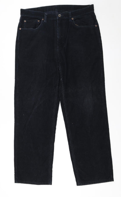 L.L.Bean Men's Black Corduroy Trousers Size 34x30 Straight Fit