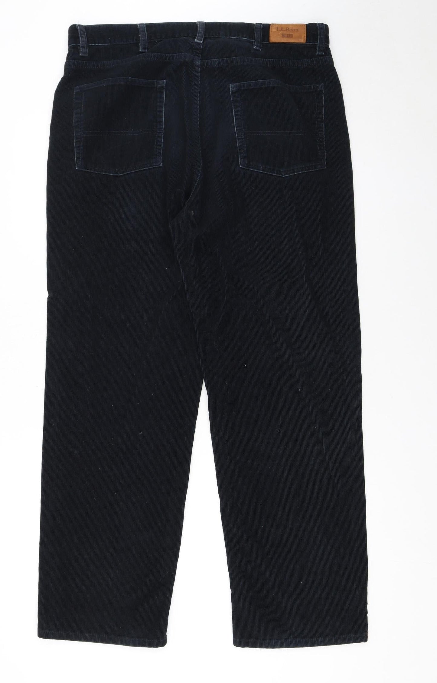 L.L.Bean Men's Black Corduroy Trousers Size 34x30 Straight Fit
