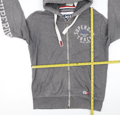 Superdry Women Grey Full Zip Hoodie Size L Track Graphic