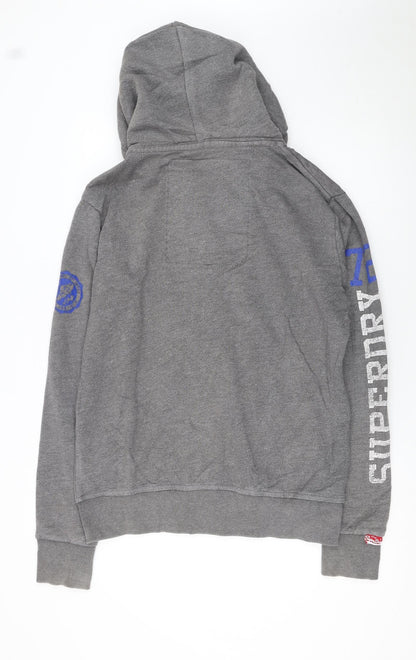 Superdry Women Grey Full Zip Hoodie Size L Track Graphic