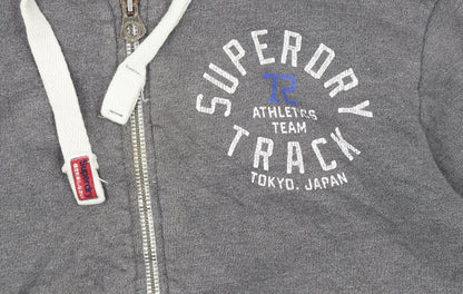Superdry Women Grey Full Zip Hoodie Size L Track Graphic