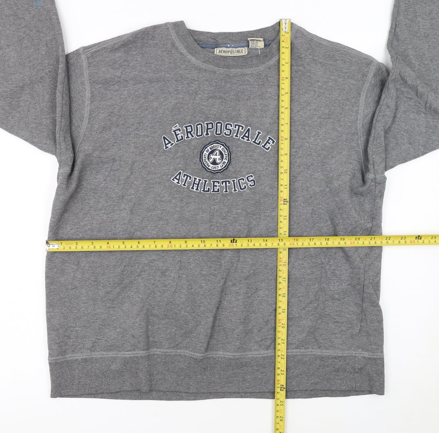 Aeropostale Women's Grey Pullover Sweatshirt XL Cotton Blend Athletics Logo