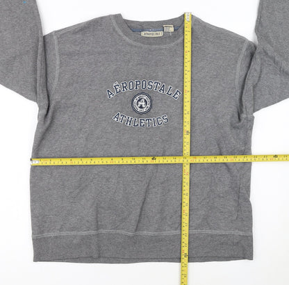 Aeropostale Women's Grey Pullover Sweatshirt XL Cotton Blend Athletics Logo