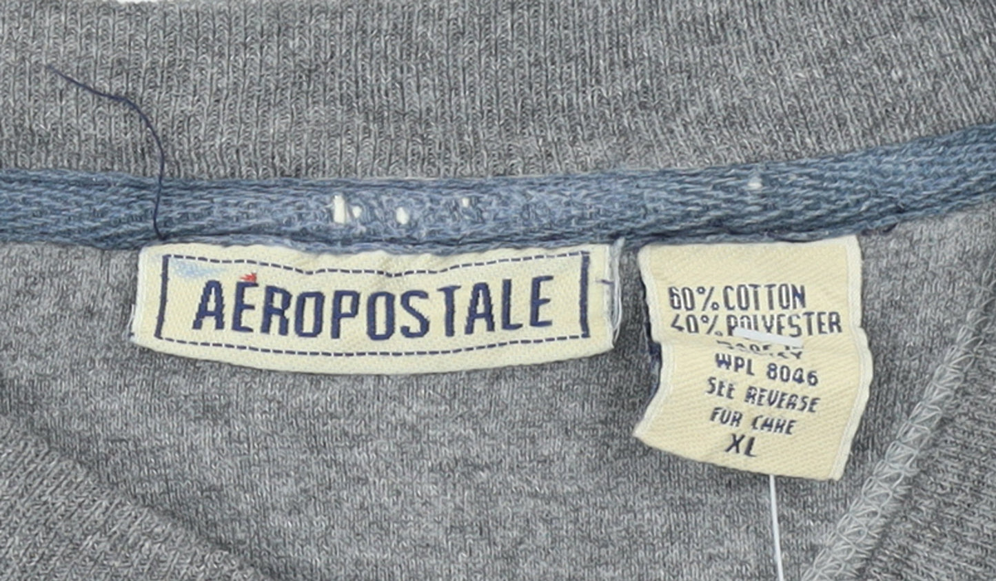 Aeropostale Women's Grey Pullover Sweatshirt XL Cotton Blend Athletics Logo