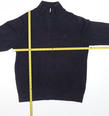 Gant Men's Blue XL 1/4 Zip Cotton Sweatshirt