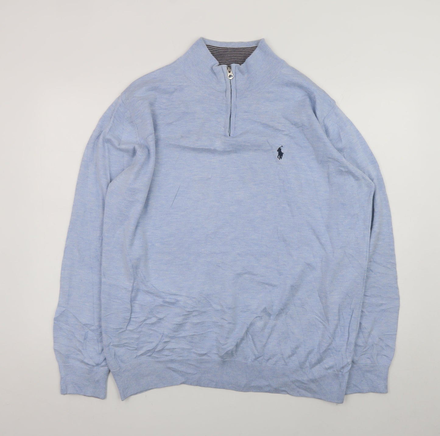 Polo Ralph Lauren Men’s Blue Cotton 2XL 1/4 Zip Jumper