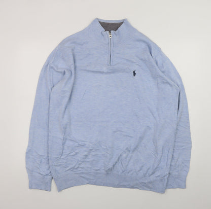 Polo Ralph Lauren Men’s Blue Cotton 2XL 1/4 Zip Jumper