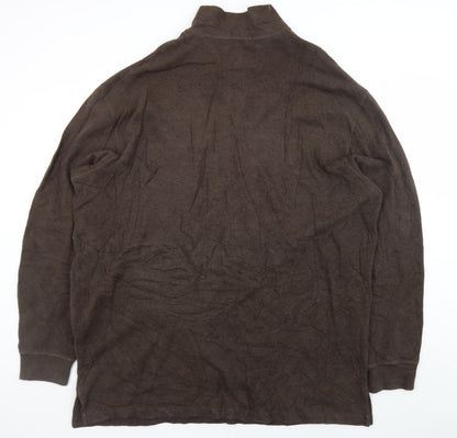 Ralph Lauren Men's Brown 2XL Half Zip Cotton Jumper