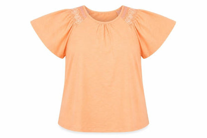Next Women’s Orange Cotton Flutter Sleeve T-Shirt Size 16