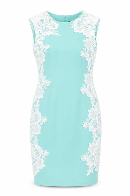 AX Paris Women Blue Lace Bodycon Dress Size 12 Sleeveless Knee Length