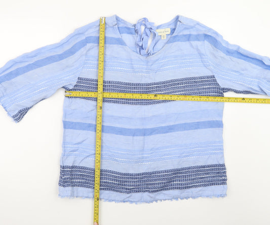 Cloth & Stone Women's Blue Striped Tunic Blouse XL Cotton