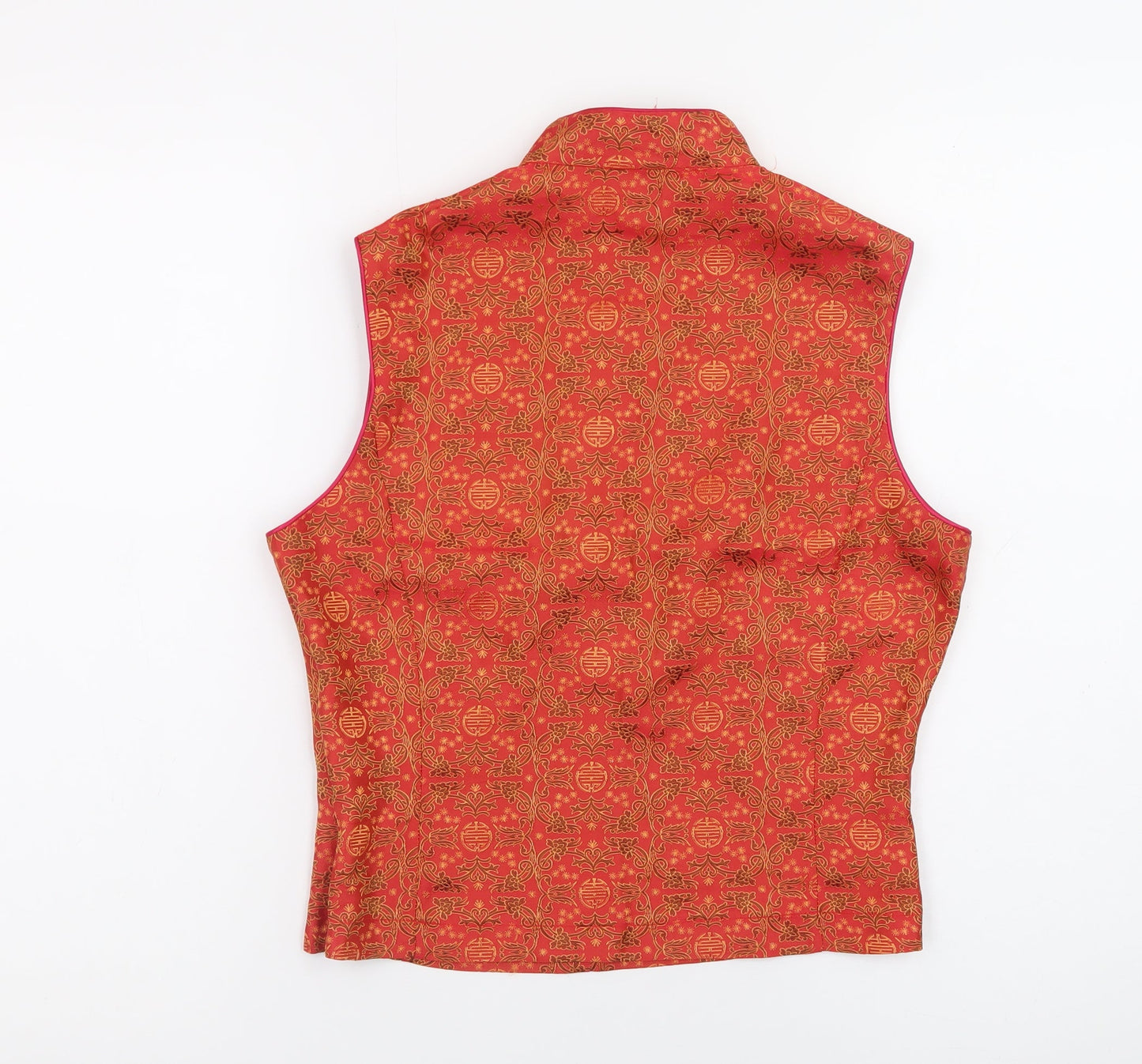 Oasis Women's Red Sleeveless Oriental Blouse Size 12 Classic