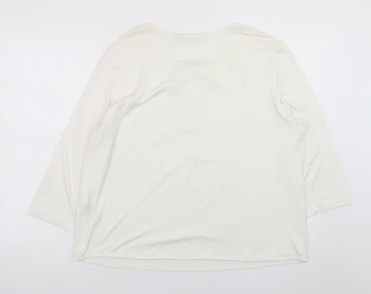 Rabe Women's Ivory 3/4 Sleeve Zip Neck Blouse Size 18