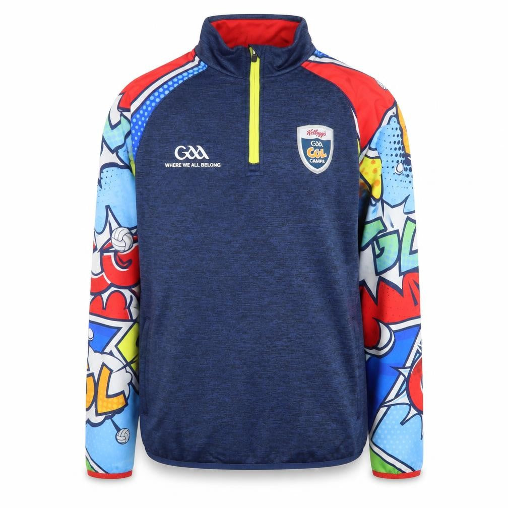Front view of Masita Teens Blue 1/4 Zip Sports Sweatshirt with Graphic Sleeves