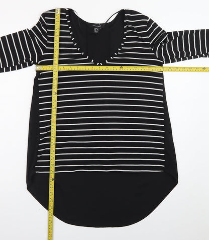 Atmosphere Women’s Black Striped Long Sleeve V-Neck T-Shirt Size 12