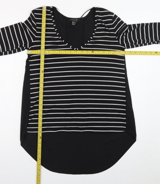 Atmosphere Women’s Black Striped Long Sleeve V-Neck T-Shirt Size 12