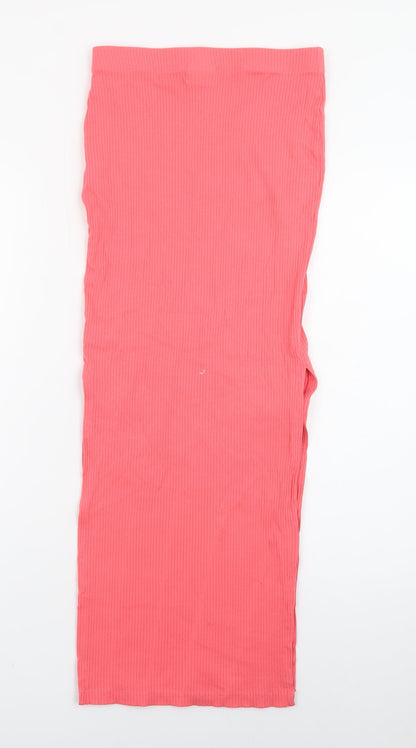 Noisy May Womens Pink Midi Pencil Jersey Skirt XXS