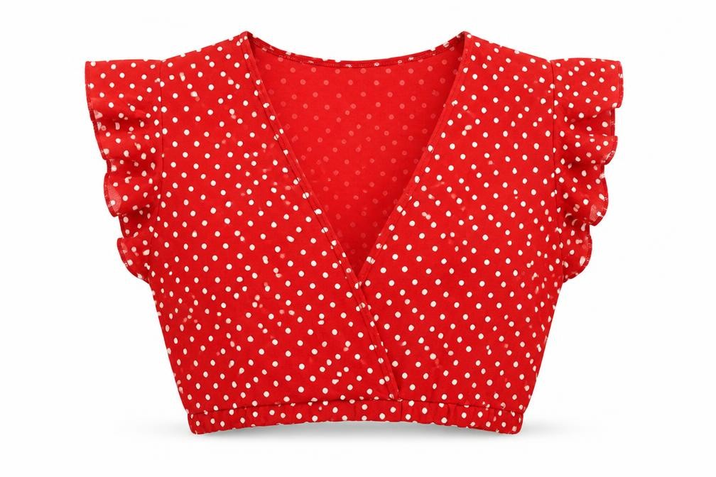 PRETTYLITTLETHING Womens Red Polka Dot Cropped Blouse Size 10