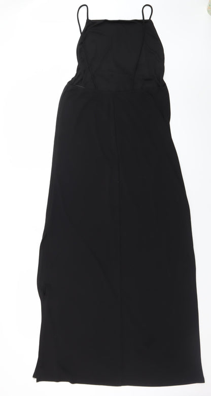 MNG Women’s Black Long Slip Dress Size 10 Sleeveless Lightweight