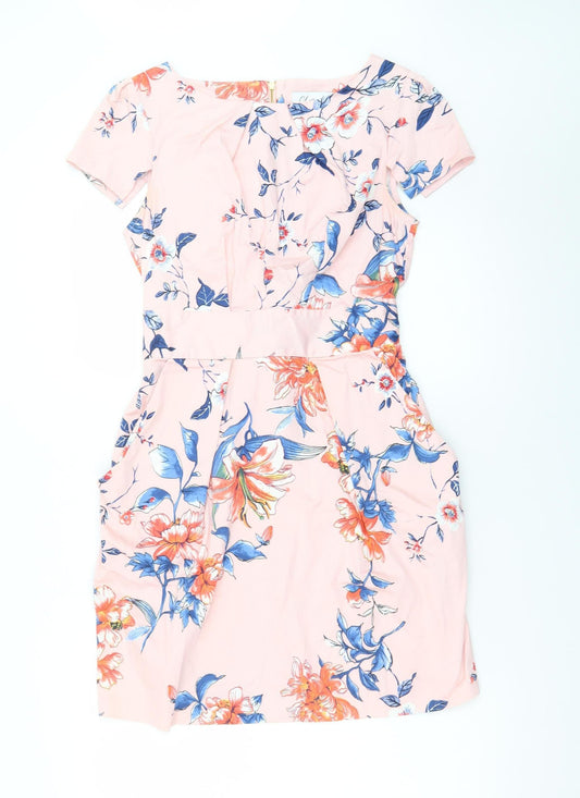 Closet London Women’s Pink Floral Fit & Flare Dress Size 14