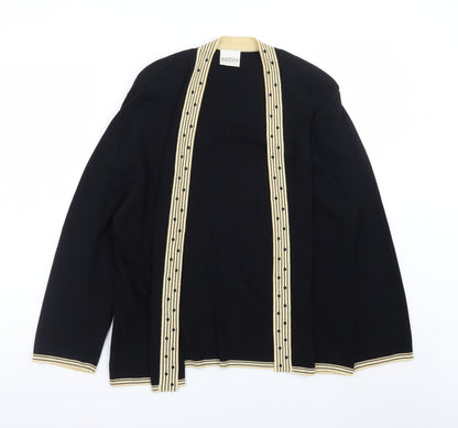 Eastex Women Black Beige Open Cardigan Size 16 Viscose Blend
