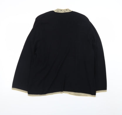 Eastex Women Black Beige Open Cardigan Size 16 Viscose Blend