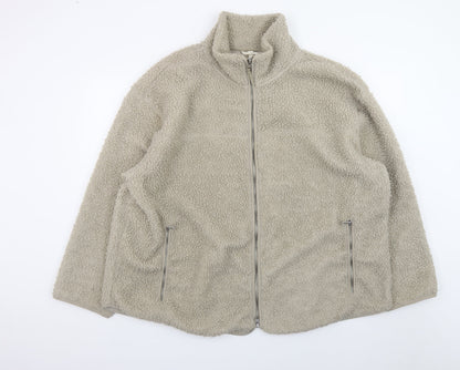 MAMA Women Beige Fleece Zip Jacket Size 16 Regular Fit