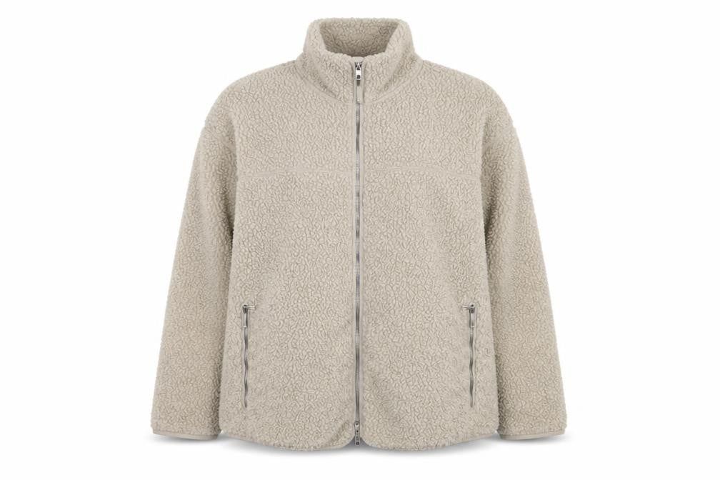 MAMA Women Beige Fleece Zip Jacket Size 16 Regular Fit