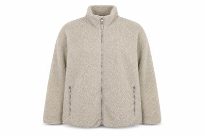 MAMA Women Beige Fleece Zip Jacket Size 16 Regular Fit