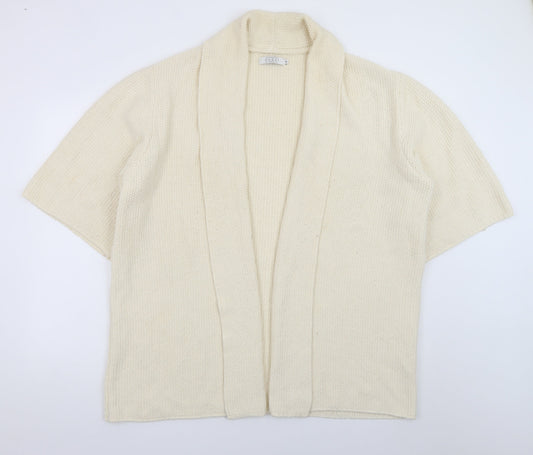 Masai Women Ivory Knit Short Sleeve Cardigan XL Relaxed Fit