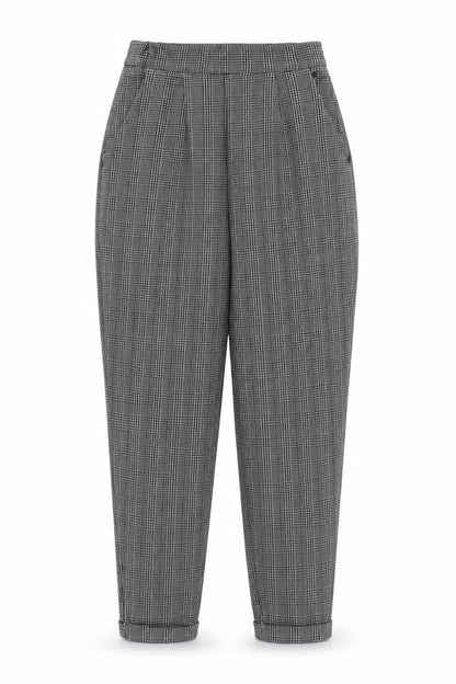Jacqueline de Yong Women's Grey Check Tapered Trousers Size S
