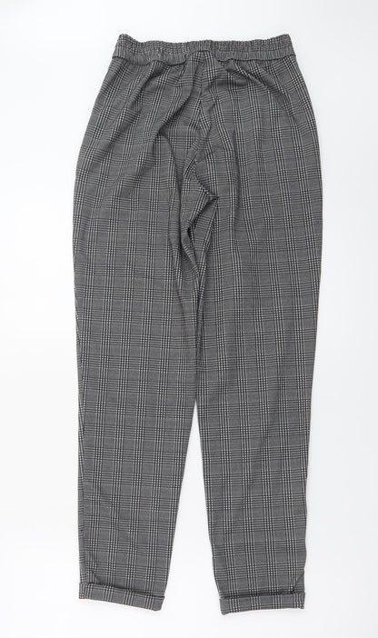 Jacqueline de Yong Women's Grey Check Tapered Trousers Size S