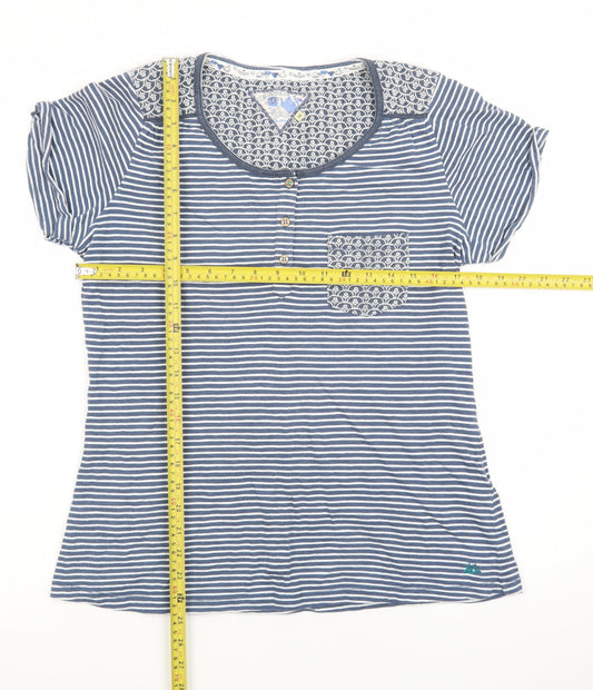 Mantaray Women's Blue Striped Cotton Short Sleeve T-Shirt Size 14
