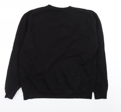 JustHoods Mens Black XL Crew Neck Pullover Sweatshirt with Logo