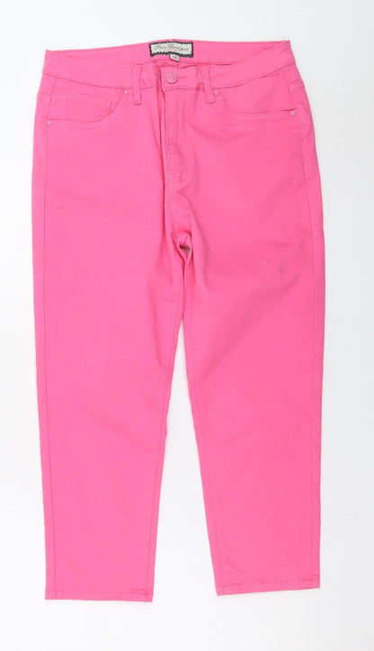 Paco Boutique Womens Pink Cropped Slim Jeans Size 14