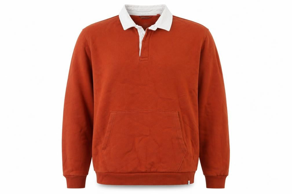 Next Mens Brown Collared Henley Sweatshirt XL Fleece Cotton Blend