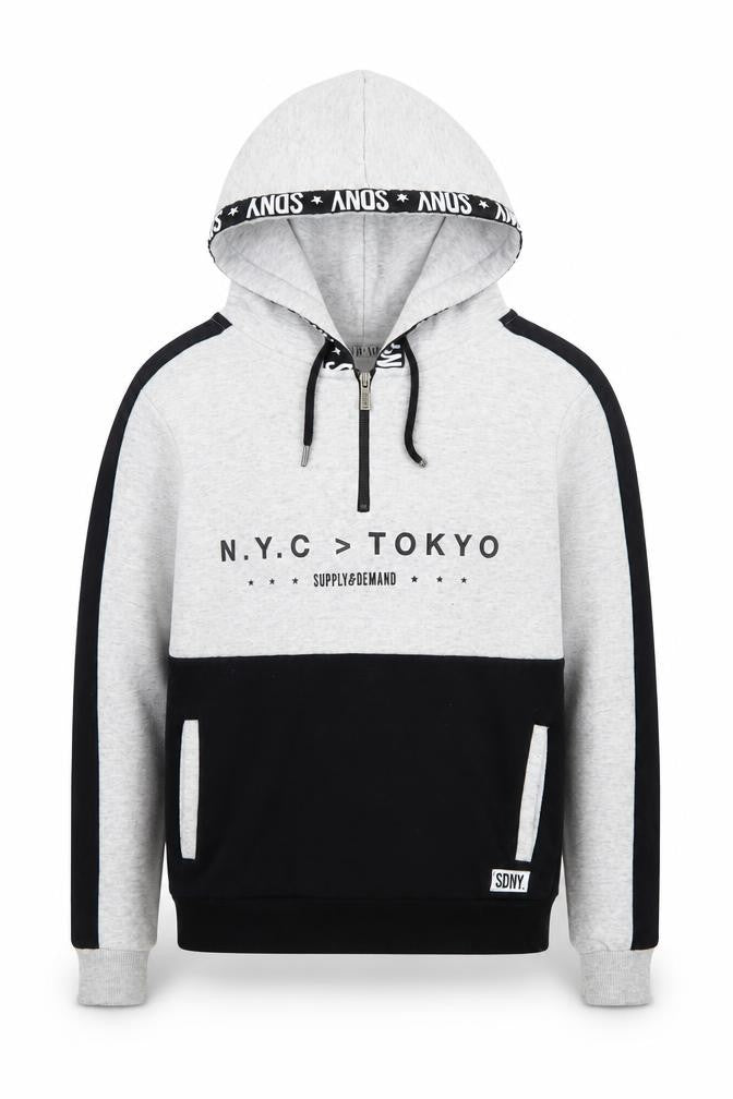 Supply & Demand Men’s Grey Black Half Zip Hoodie Size 10 Graphic Print