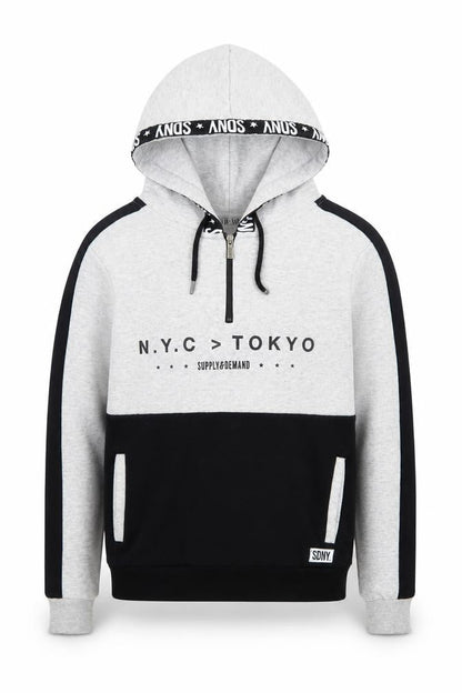 Supply & Demand Men’s Grey Black Half Zip Hoodie Size 10 Graphic Print