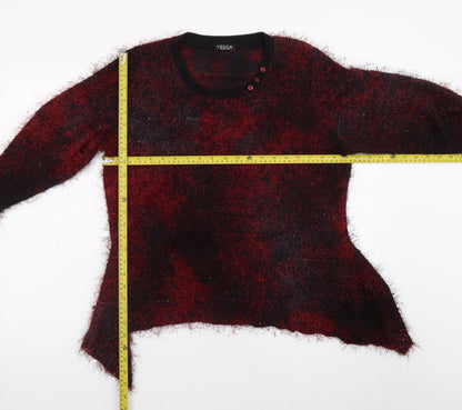 Touch Collection Women's Red Fuzzy Knit Pullover Jumper Size 18