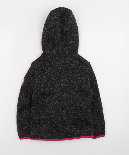 DKNY Girls Black Full Zip Hoodie 5-6 Years Fleece Lined Casual Sweatshirt