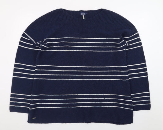 Joules Women Blue Striped Knit Pullover Jumper Size 16