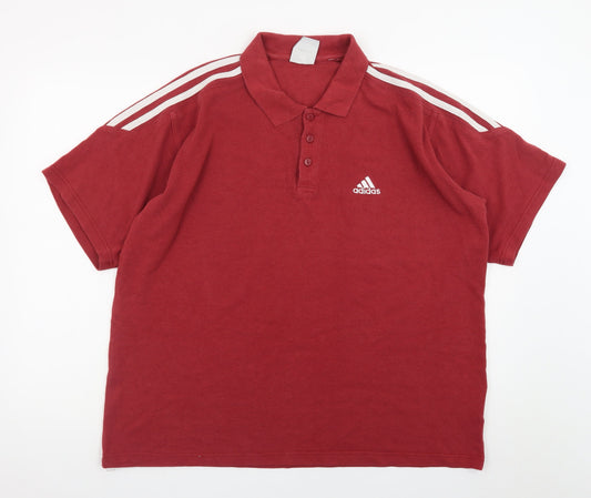 Adidas Men's Red Short Sleeve Polo Shirt Size XL Classic Fit