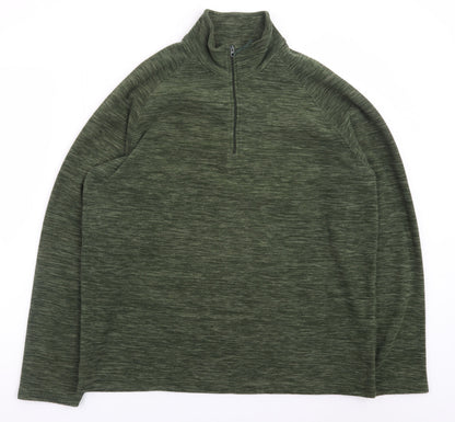 Mountain Warehouse Men's Green Fleece 1/4 Zip Pullover Sweatshirt L