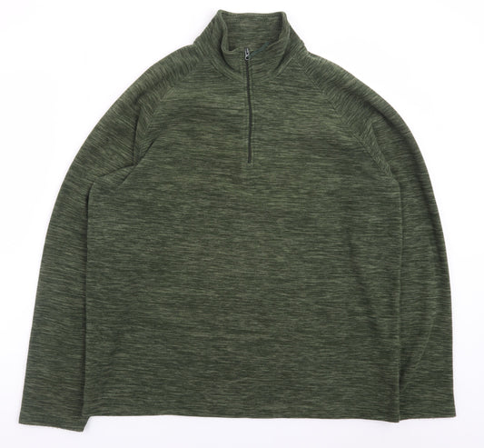 Mountain Warehouse Men's Green Fleece 1/4 Zip Pullover Sweatshirt L
