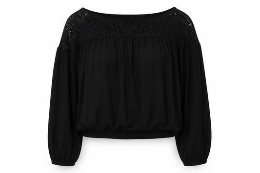 United Colors of Benetton Women's Black Lace Tunic Blouse XS