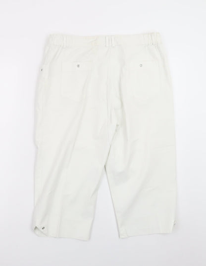 Emreco Women's White Capri Jeans UK 12 Regular Stretch Denim
