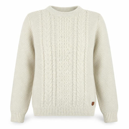 Jack & Jones Women Beige Cable-Knit Crew Neck Jumper M